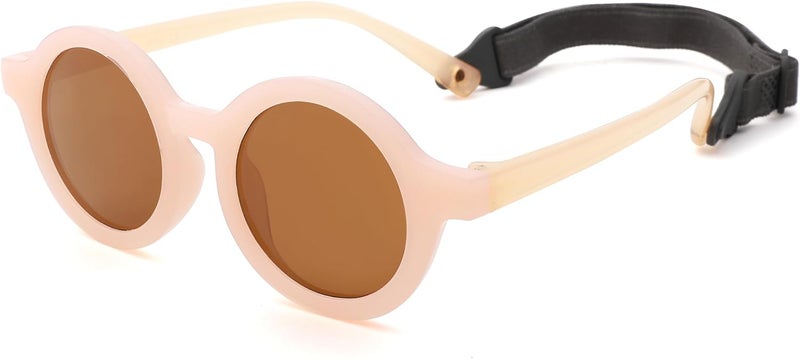 COASION Baby Polarized Round Sunglasses Flexible Rubber Shades with Strap for Toddler Newborn Infant Ages 0-24 Months - Image 3